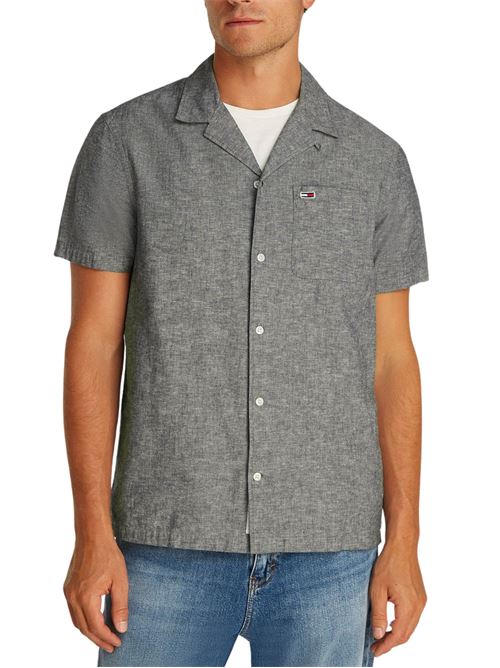 Camicia uomo grigia misto lino Tommy Jeans | DM0DM20895C1G